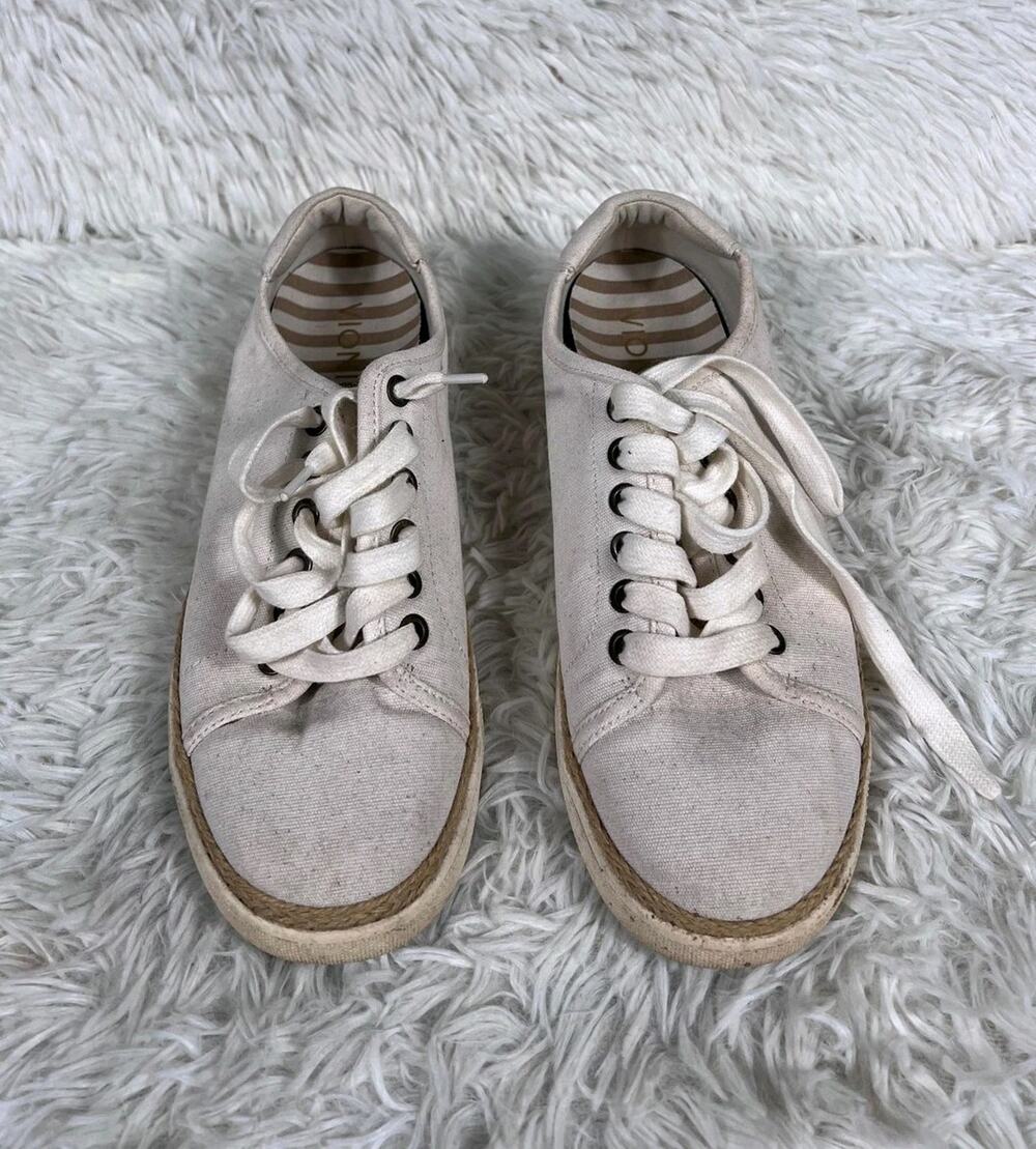 Vionic Shoes Womens Size 7 Off White Canvas Hattie Lace Up Espadrille Sneakers